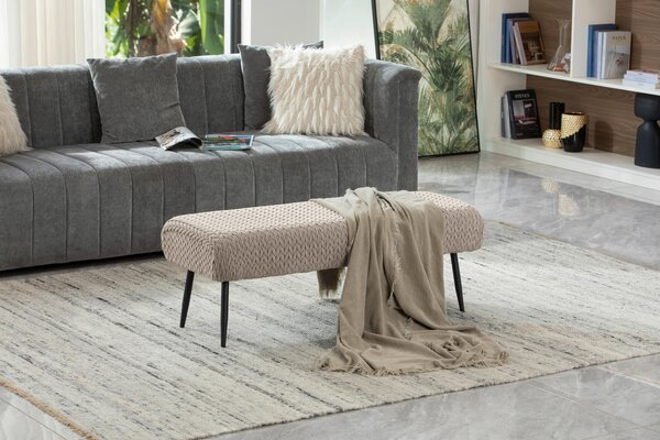 TABURETOVÁ LAVICE, kov, textil, kompozitní dřevo, 110/41/43 cm MID.YOU - Online Only lavice, Online Only