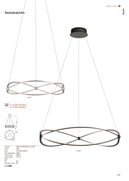 Redo 01-2251 - LED Stmívatelný lustr na lanku QUARK LED/43W/230V 3000K chrom
