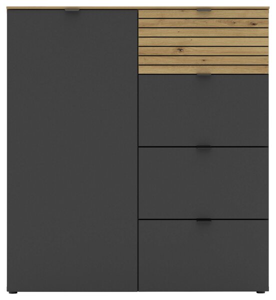 KOMODA, barvy grafitu, dub artisan, 90/99/41 cm Voleo - Široké komody, Online Only