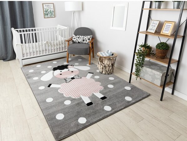 Dywany Łuszczów, Dětský kusový koberec Petit Dolly sheep grey, 120x170, růžová, dětský pokoj