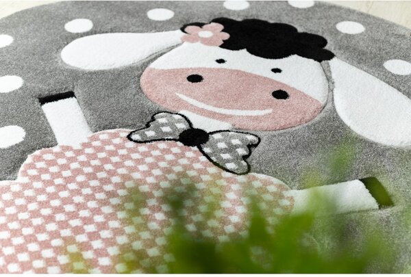 Dywany Łuszczów, Dětský kusový koberec Petit Dolly sheep grey kruh, 120x120 (průměr) kruh, růžová, dětský pokoj