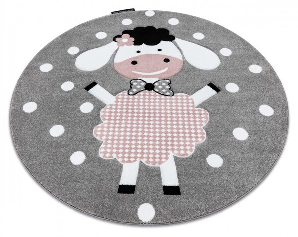 Dywany Łuszczów, Dětský kusový koberec Petit Dolly sheep grey kruh, 120x120 (průměr) kruh, růžová, dětský pokoj