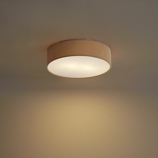 Moderní stropní svítidlo béžovohnědé s velurovým stínidlem 38 cm 2-světelné – Luz
