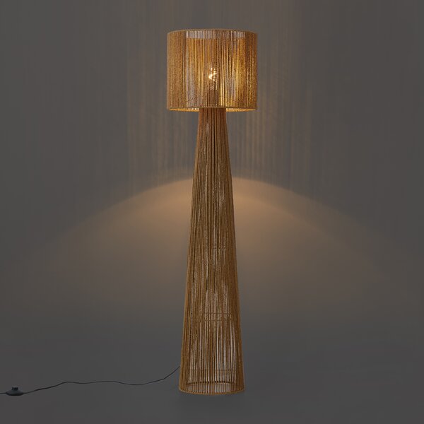 Japandi stojací lampa přírodní s stínidlem - Dart