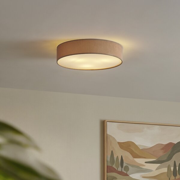 Moderní stropní svítidlo béžovohnědé se sametovým stínidlem 46cm 3-světla - Luz