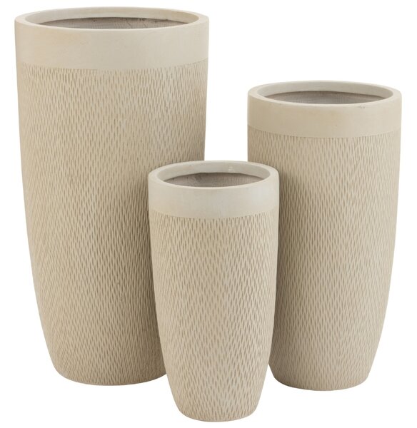 Set tří béžových keramických květináčů J-line Geramio 72/58/46 cm