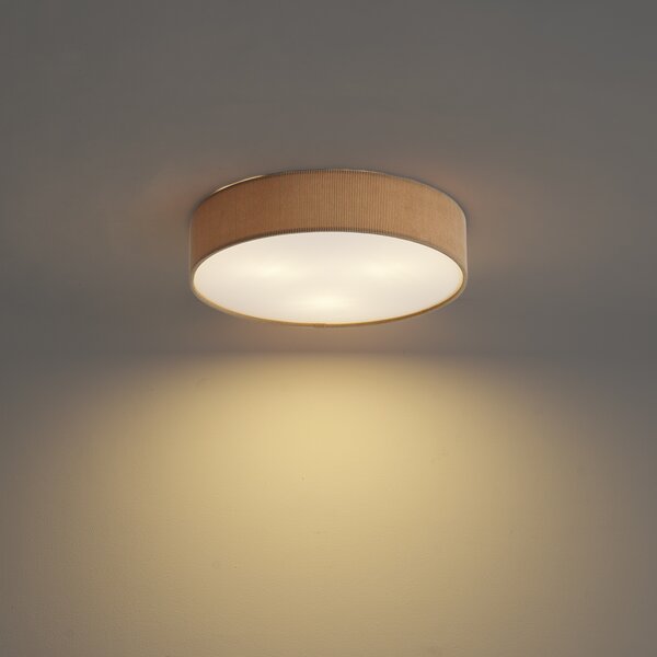Moderní stropní svítidlo béžovohnědé se sametovým stínidlem 46cm 3-světla - Luz