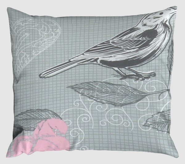 Povlak PLUS 40x40 cm PARANA šedý kvetiny;listy;ornamenty;zvírata