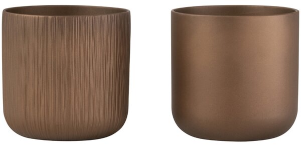 Set dvou měděných keramických květináčů J-line Gerda 26,5 cm