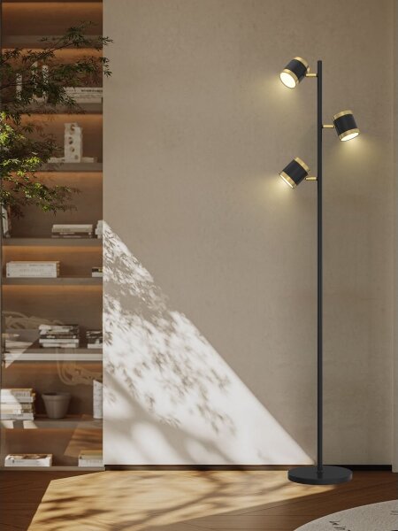 Wofi 3003-304S -LED Stmívatelná stojací lampa TOULOUSE 3xLED/7W/230V černá/zlatá