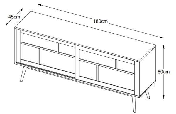 Unique Furniture Dubová komoda Barrali 180 x 45 cm