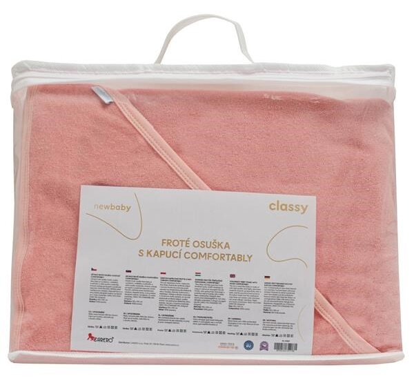 Dětská luxusní froté osuška s kapucí New Baby Comfortably 80x80 cm pink