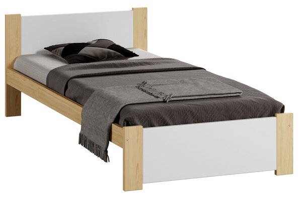 Dřevěná postel DMD 3, 90x200 + rošt ZDARMA, borovice / bílá