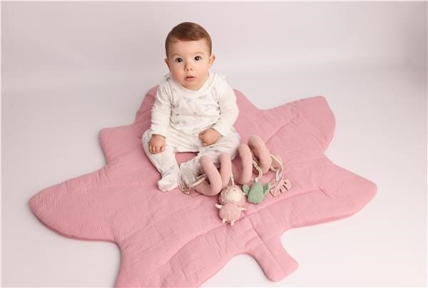 Mušelínová hrací deka New Baby Maple Leaf pink
