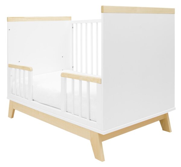 Dětská postýlka se zábranou New Baby MARCUS 120x60 cm bílá/přírodní