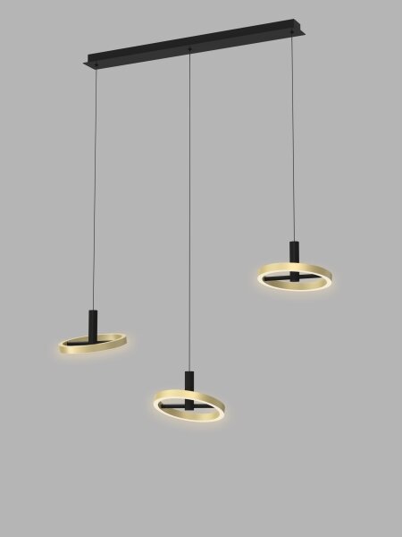 Wofi 7016-304 - LED Stmívatelný lustr na lanku BREST LED/26W/230V černá/zlatá