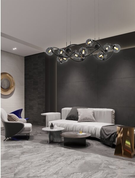 Wofi 7014-1405 - LED Lustr na lanku NANCY 14xG9/3,5W/230V černá/chrom
