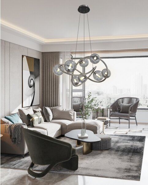 Wofi 7014-805 - LED Lustr na lanku NANCY 8xG9/3,5W/230V černá/chrom