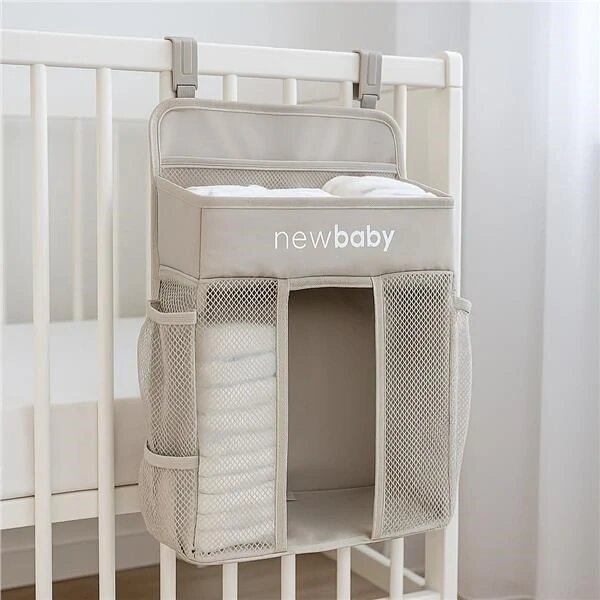Organizér na postýlku TinyTidy New Baby šedý