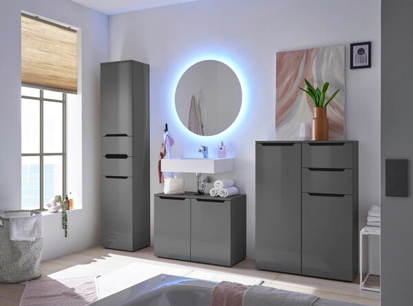 SKŘÍŇKA POD UMYVADLO, černá, vysoce lesklá antracitová, antracitová, 80/60/35 cm home24 - Koupelnové série, Online Only