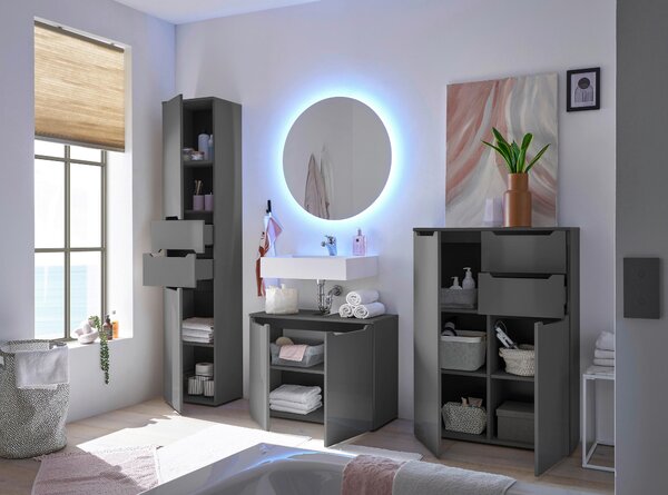 SKŘÍŇKA POD UMYVADLO, černá, vysoce lesklá antracitová, antracitová, 80/60/35 cm home24 - Koupelnové série, Online Only