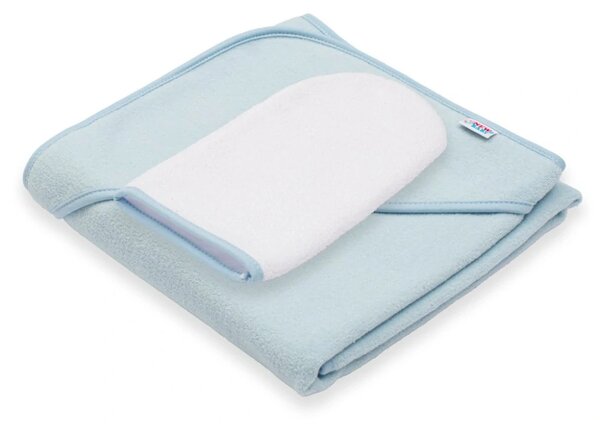 Dětská froté osuška s kapucí New Baby BASIC 80x80 modrá
