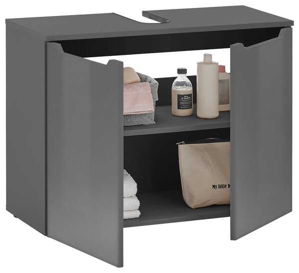 SKŘÍŇKA POD UMYVADLO, černá, vysoce lesklá antracitová, antracitová, 80/60/35 cm home24 - Koupelnové série, Online Only