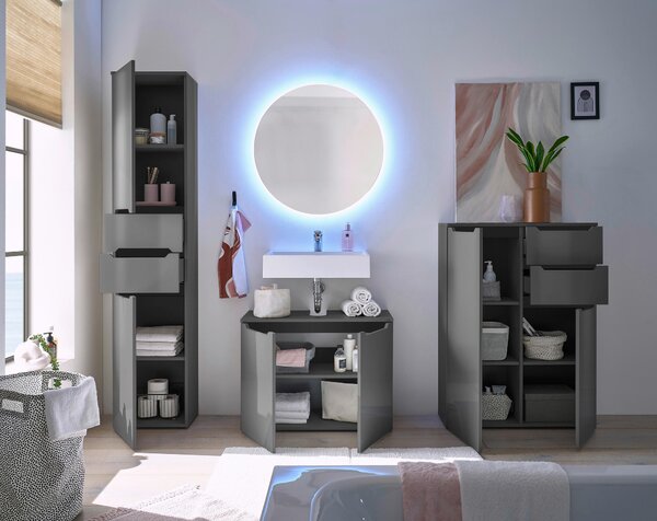 SKŘÍŇKA POD UMYVADLO, černá, vysoce lesklá antracitová, antracitová, 80/60/35 cm home24 - Koupelnové série, Online Only