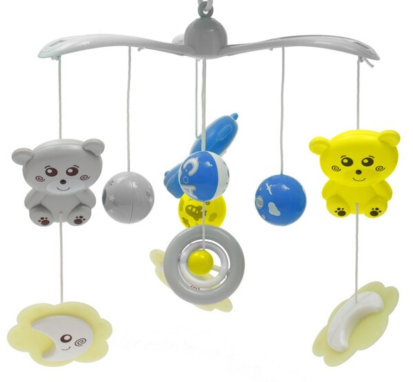 Kolotoč nad postýlku se světelným projektorem Baby Mix šedý