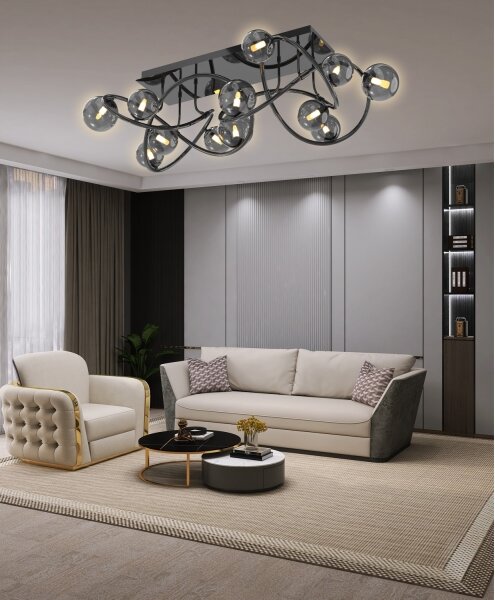 Wofi 9014-1205 - LED Přisazený lustr NANCY 12xG9/3,5W/230V černá/chrom