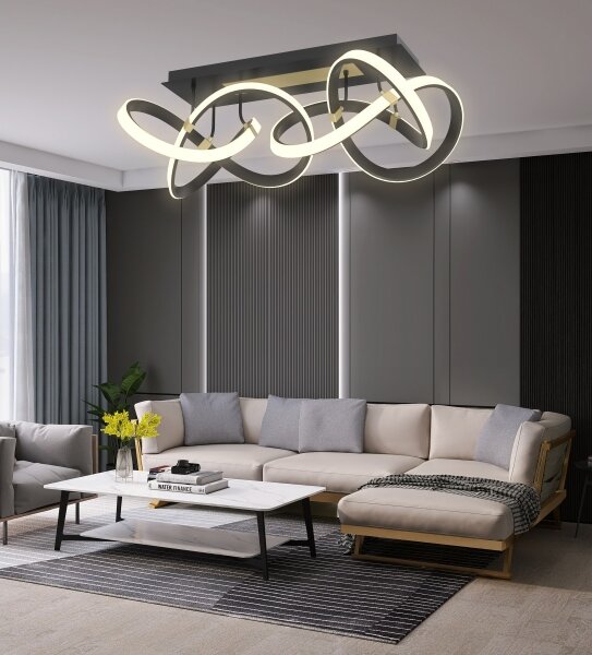 Wofi 9134-204 - LED Stmívatelný přisazený lustr INDIGO LED/64W/230V černá/zlatá