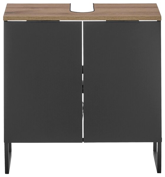 SKŘÍŇKA POD UMYVADLO, černá, černá, barvy dubu, 60/60/35 cm home24 - Koupelnové série, Online Only