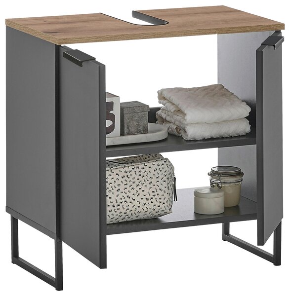 SKŘÍŇKA POD UMYVADLO, černá, černá, barvy dubu, 60/60/35 cm home24 - Koupelnové série, Online Only