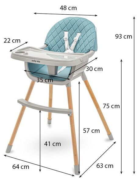 Jídelní židlička Baby Mix Freja wooden dusty green