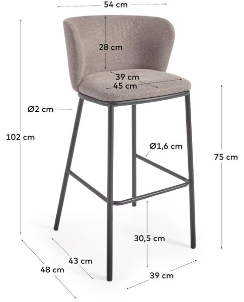 Kave Home Světle hnědá barová židle Ciselia 75 cm