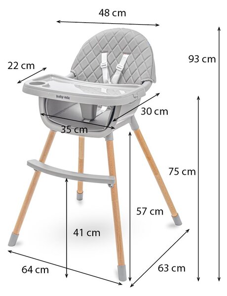 Jídelní židlička Baby Mix Freja wooden dark grey