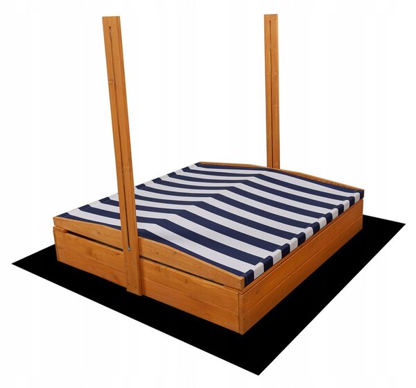 Dětské dřevěné pískoviště se stříškou Baby Mix 120x120 cm modro-bílé