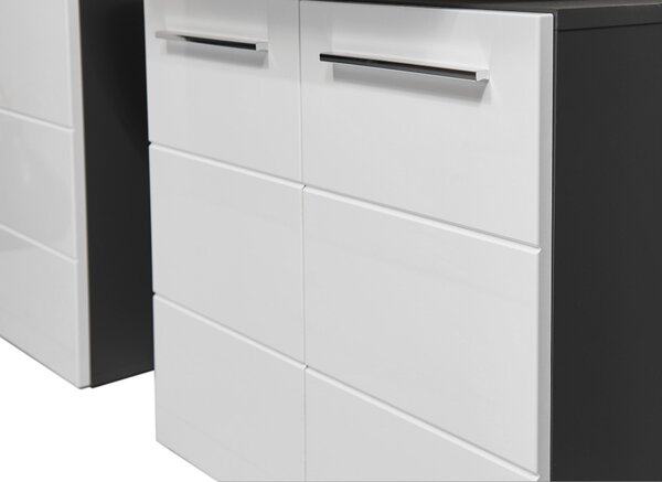 SKŘÍŇKA POD UMYVADLO, vysoce lesklá bílá, antracitová, 60/62/31 cm Xora - Koupelnové série, Online Only