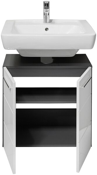 SKŘÍŇKA POD UMYVADLO, vysoce lesklá bílá, antracitová, 60/62/31 cm Xora - Koupelnové série, Online Only
