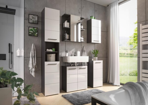SPODNÍ SKŘÍŇKA, vysoce lesklá bílá, antracitová, 34/72/31 cm Xora - Koupelnové série, Online Only