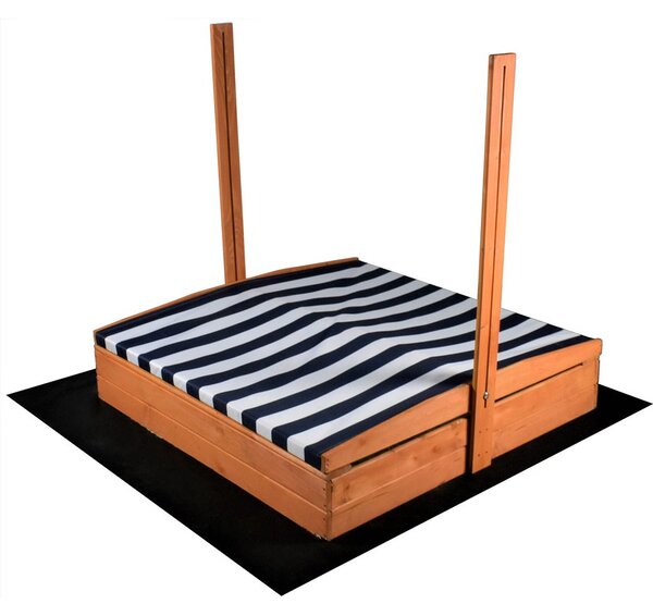 Dětské dřevěné pískoviště se stříškou Baby Mix 120x120 cm modro-bílé