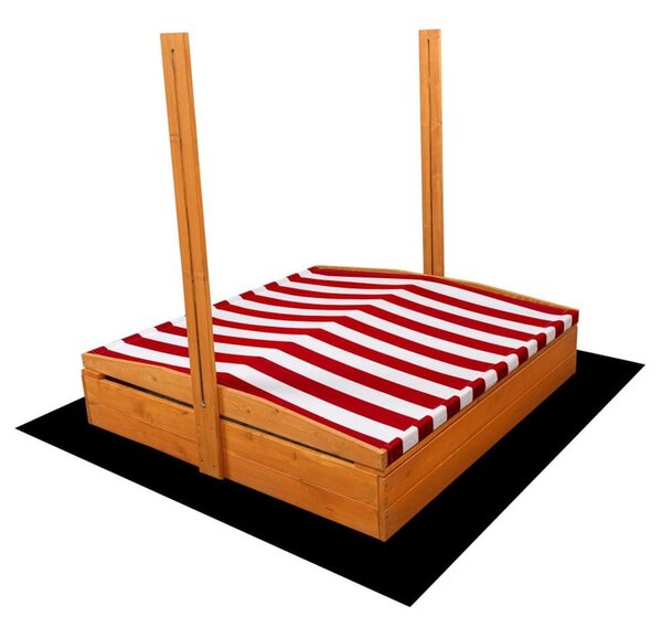 Dětské dřevěné pískoviště se stříškou Baby Mix 120x120 cm červeno-bílé