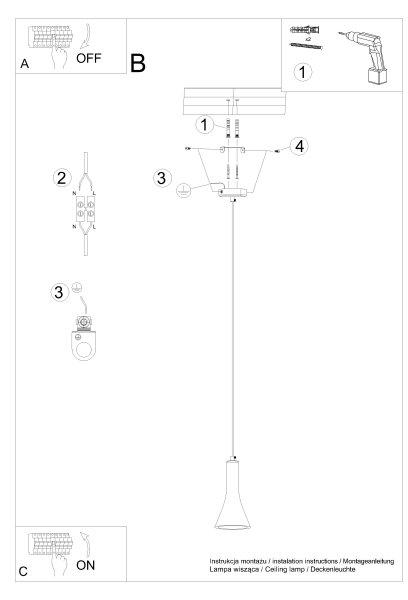 Sollux SL.1223 - Lustr na lanku REA 1xE14/12W/230V beton