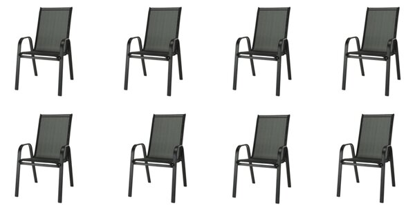 IWHome Zahradní židle VALENCIA 2 černá, stohovatelná IWH-1010010 sada 8ks
