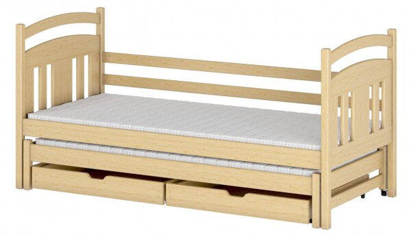 Dětská postel s přistýlkou AMORIM - 90x200, borovice