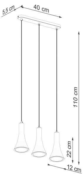 Sollux SL.1225 - Lustr na lanku REA 3xE14/12W/230V beton