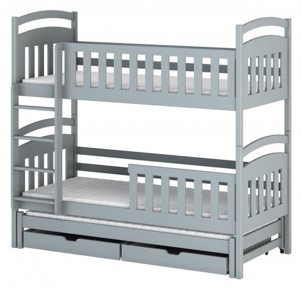Patrová postel se šuplíky NEFELI - 80x200, šedá