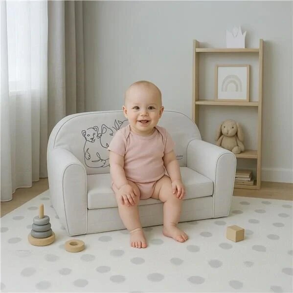 Dětská rozkládací pohovka New Baby Lion Family light grey
