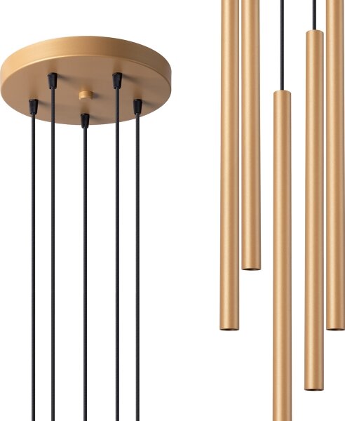 Sollux SL.1174 - Lustr na lanku PASTELO 5xG9/8W/230V zlatá