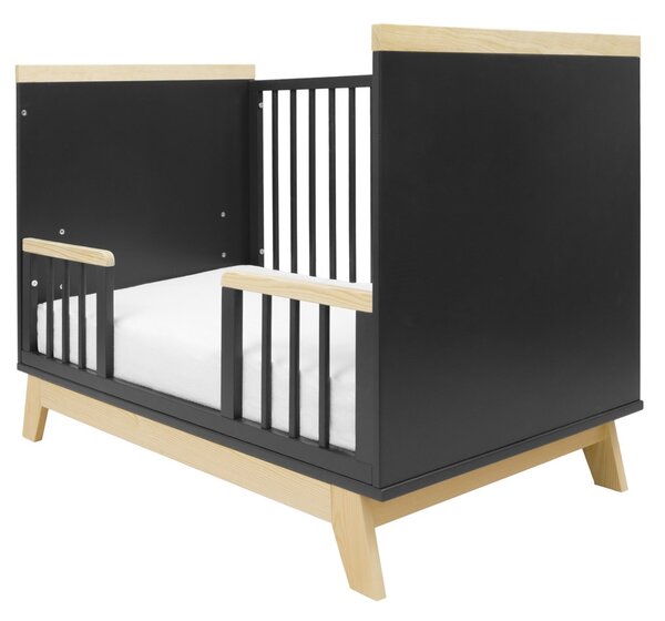 Dětská postýlka se zábranou New Baby MARCUS 120x60 cm grafit/přírodní